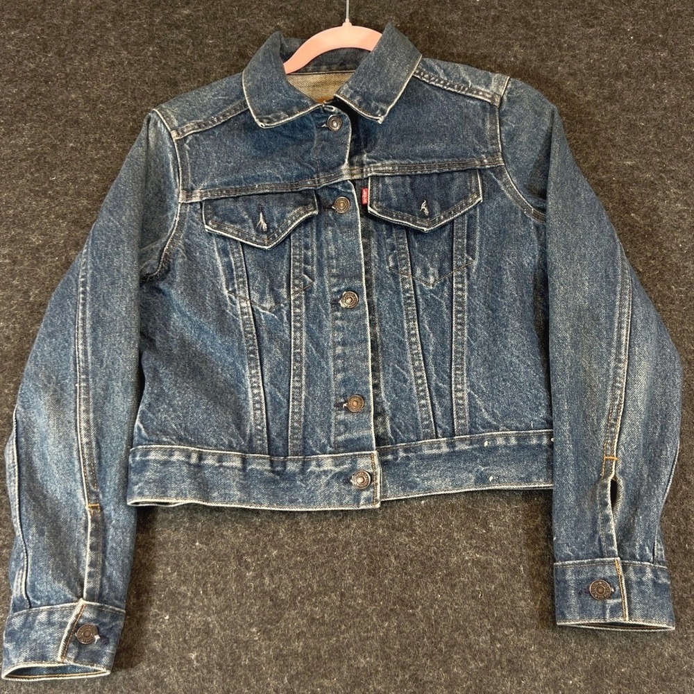 Vintage 70s Levis TYPE 3 Denim Jacket 76001-0214 Made in USA Dark Wash Boys M